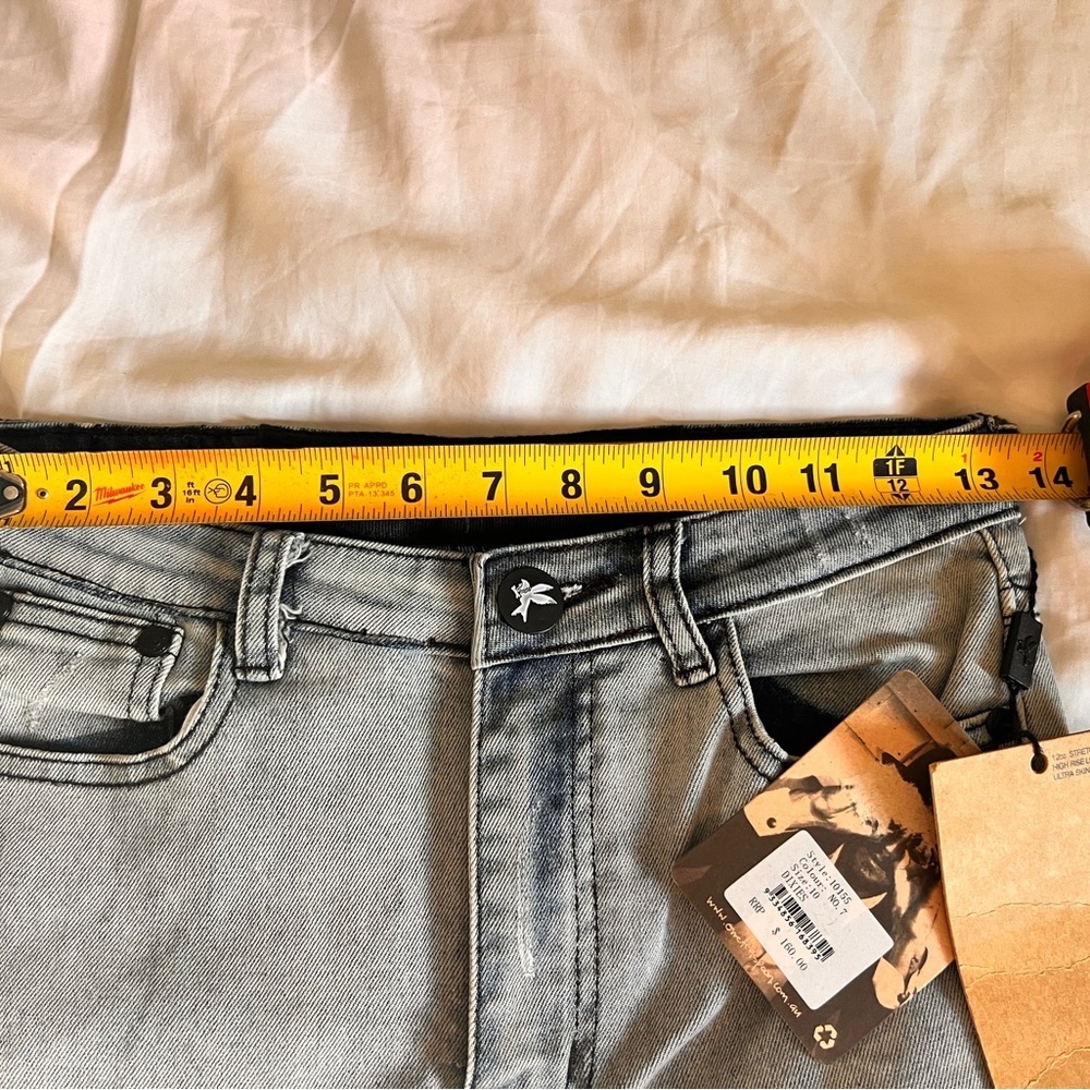 One Teaspoon Light Blue distressed Skinny Jeans waist "13" "14" Stretched - Picture 3 of 6